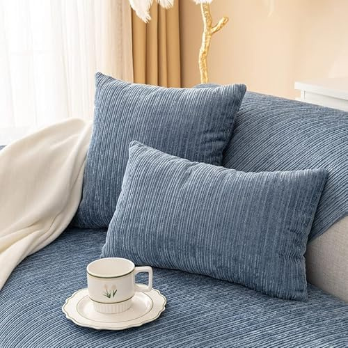 Topchances 1 x Sofakissenbezug – einfarbige, weiche Stretch-Überwurf-Kissenbezüge, 45 x 45 cm, quadratischer Kissenbezug für Couch, Sofa, Heimdekoration (Blau, Kissenbezug 45x45 cm)