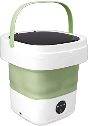 Mini Lavatrice a Secchio Portatile Pieghevole con Centrifuga Morbida per Uso Domestico e Dormitorio (Verde)