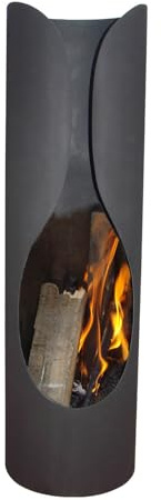 YERD Gartenkamin Feuerkorb Masaya in Schwarz Black Edition 120 x Ø 35 cm Stahl, FireView-Konzept, feuerresistent, extra robust rostfrei