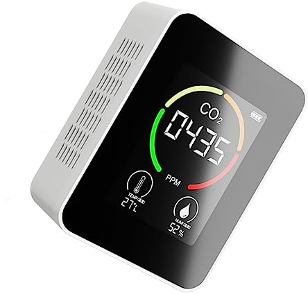 Angoily Co2-messgerät Luftqualitätsmonitor Mit Temperatur Und Feuchtigkeitsmesser Weiß Für Gewächshaus Und Lager