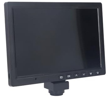 LCD-Digitalmikroskop, 10 Zoll 1080P 26 MP HD USB-Mikroskopkamera mit 0,5-fachem Okularadapter, 25-mm-Schnittstelle, Münzmikroskop, PC-Anschluss fürXP 7 8 10-System (EU-Stecker)