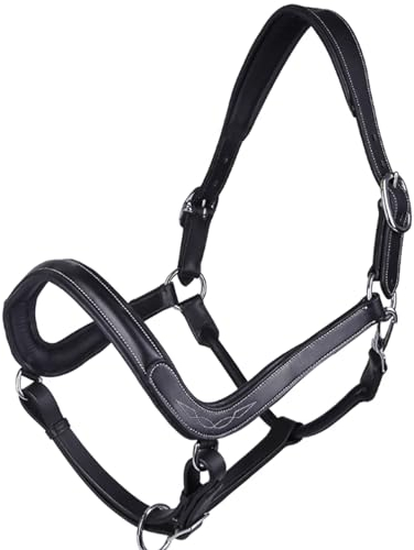 QYMLSH Verstellbares Pferdezaumzeug Komfort-Pferdezaumzeug Aus Reitleder Anti-Verschleiß-Futter Zaumzeug Reitzubehör (Color : Black, Size : M)