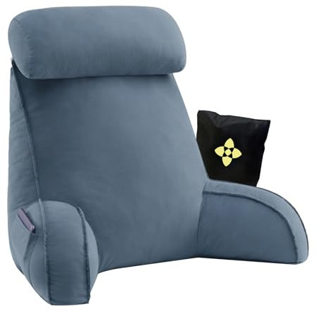 Rückenkissen für bett Rückenstütze mit Tasche/Waschbarer Bezug Lesekissen mit Armlehnen Bett Rückenlehne Lesekissen Bett Kissen Rückenkissen Ideal als Rückenstütze Beim Lesen oder für Videospiele