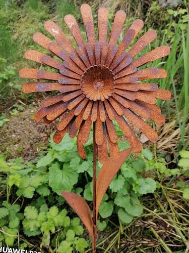 NEU !! 3D Gartenstecker Blume 95 cm lang aus Metall in Edelrost Rost Dekoration Volleisen Rankhilfe