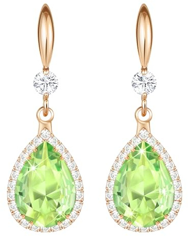 Linawe Pendientes colgantes para mujer, pendientes colgantes, joyas de oro, plata y oro rosa, pendientes colgantes de cristal con diamantes, joyería de moda para bodas
