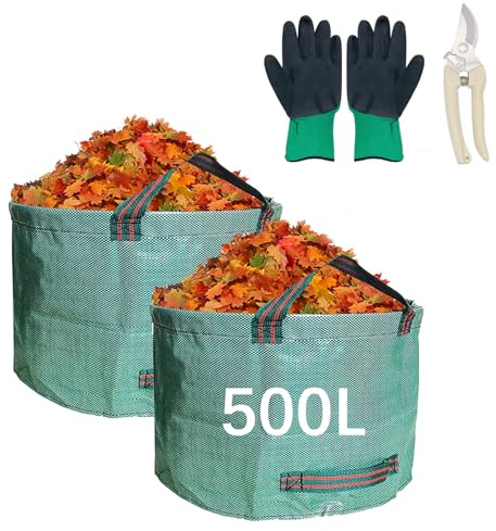Love your garden, Cleanup, waste collection includes 500 litre X 2 heavy duty, self supporting garden Sacks bags, reusable containers PLUS gardening gloves PLUS secateurs.