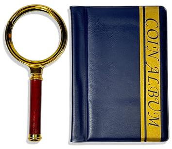 Album de pièces de 120 poches. Organisateur de pièces pour collection, qui comprend une loupe démontable pour la lecture et la détection de défauts. Taille adaptée aux livres de poche.