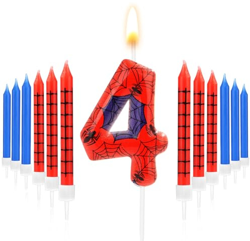 13pcs Bougies d'Anniversaire Forme Toile d'Araignée, Bougies d'Anniversaire Sur Thème l'Araignée Bougies Gâteau d'Anniversaire Bougies Numériques pour Décorations Gâteaux d'Anniversaire (4)