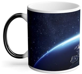 Thermoreagierende Tasse Magische Tasse – Erde aus dem Weltraum Planete Sonne Astronomie Europa – 325 ml