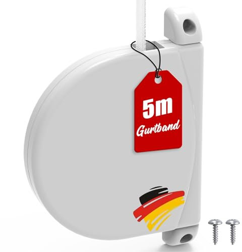 Ancable Avvolgitore per tapparelle, 14 mm, con cinghia da 5 m, orientabile a 180°, con distanza tra i fori di 153 mm