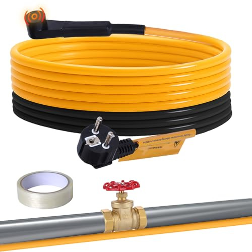 Plutohiker Cavo riscaldante antigelo con termostato da 6 m, impermeabile, tubo di riscaldamento per tubi dell'acqua, piante, grondaie, palme 15 W/m, 230 V