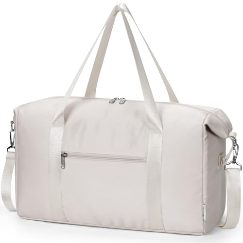 Narwey Easyjet Handgepäck 45x36x20 Reisetasche Handgepäck Tasche Weekender Damen Klein Reisetaschen Tasche Handgepäck Flugzeug Sporttasche Travel Carry on Bag 25L (Beige)