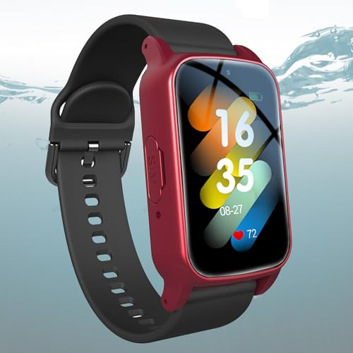 Weyot Bracelet SOS, Montre Connectée avec Détecteur de Chute Montre Intelligente pour Personnes âgées, Appel d'urgence des Personnes âgées, Bracelet d'urgenceRed,One Size