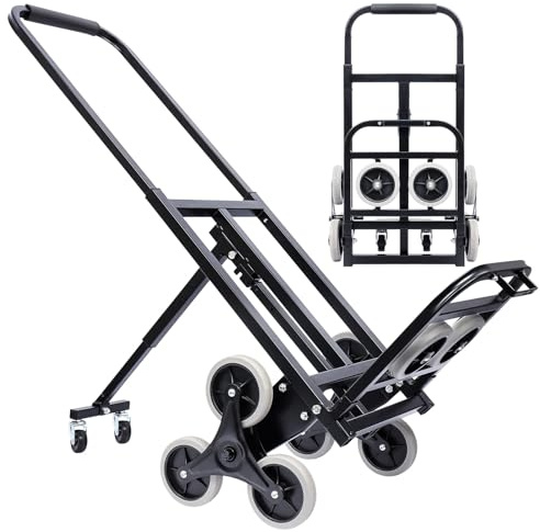 Vagn tre trapphjul, Max 100 kg/170 kg, hopfällbar trappvagn, metall