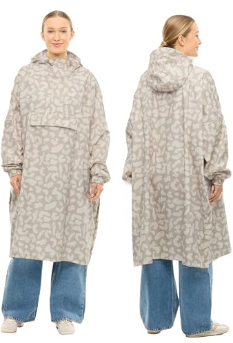 LARKSON Poncho de Pluie Femmes Hommes Beige Léopard - Lykke - Imperméable Unisexe pour Vélo Outdoor Festival - 10.000mm Colonne d'Eau - Veste de Pluie Étanche avec Capuche & Coutures Soudées