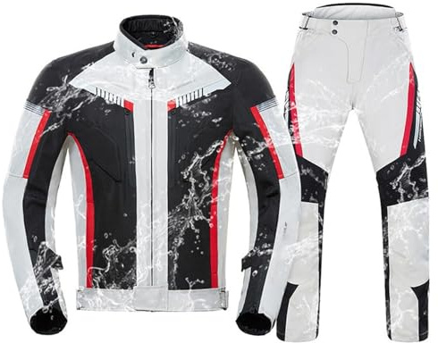 Motorrad Kombi Herren 2Teilig Mit Protektoren Motorrad Jacke Herren Motorrad Bekleidung Mit Reflektierend, Wasserdicht, Winddicht Motorradbekleidung Schutzjacken A,3XL