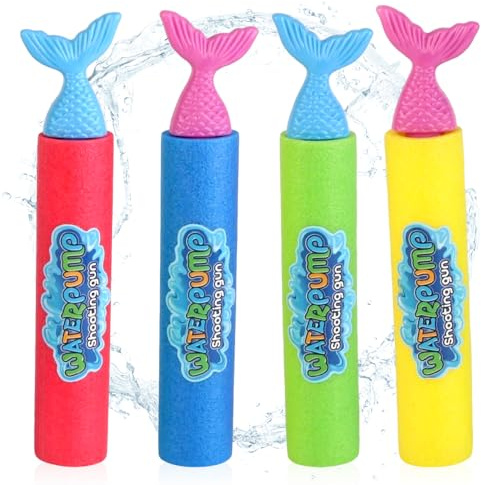 Meerjungfrau Wasserpistolen, 4PCS Wasserspritzpistole Schaumstoff Spritzpistole Wasserspritze Sommer Outdoor Pool Strandspielzeug Wasserpistolen Party Schwimmbad Wasserspritzpistole für Pool Strand