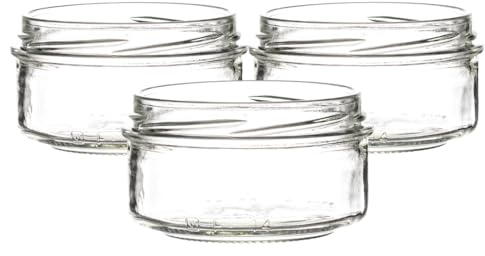 190ml (8oz) Glass Jam Jars with Gold Twist-Off Lids (Pack of 24) | Wide Mouth Preserve, Chutney & Honey Jars | Clear Glass Food Storage Jars