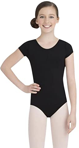 Capezio flickors rund hals kortärmad trikåer, Svart, M (Children's)