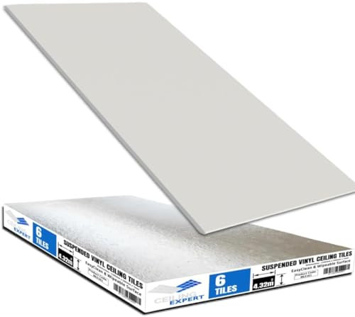 Suspended Vinyl PVC Gypsum Laminated Tiles - Easy Clean & Wipe Able 1200mm x 600mm Waterproof