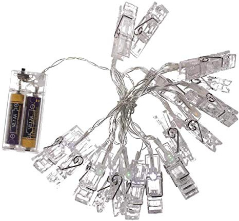 Lichterkette, Fotoclips, mit 16 farbwechselnder LED, ca. 5,5 cm, L: ca. 4,57 m
