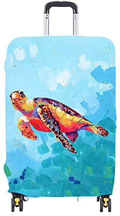 Elastisch Kofferhülle Kofferschutzhülle Waschbar Drucken Gepäck Cover, Chickw1 Kofferschutz-Bezug Anti-Kratzer Staubdicht Kofferabdeckung Reisekoffer Hülle Luggage Cover (Schildkröte 1,M)