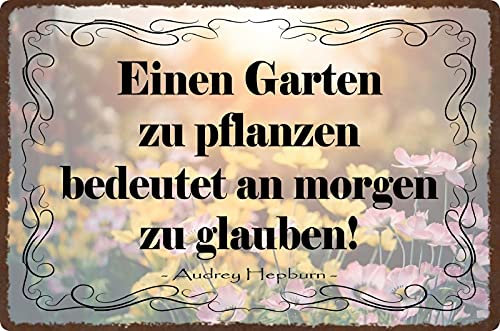 Cartel de chapa 20 x 30 cm arqueado un jardín a plantas decoración regalo cartel