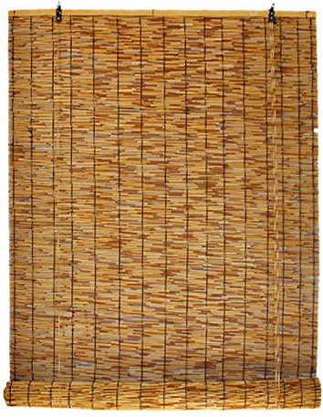 kufu01 Retro Karbonisierung Strohjalousien Partition Sichtschutz Schilf Vorhang,Verdunkelung Römische Rollos,Pavillon/Familie/Teestube Wanddekoration Bambusrollo Fenster (60x80cm/24x32in)