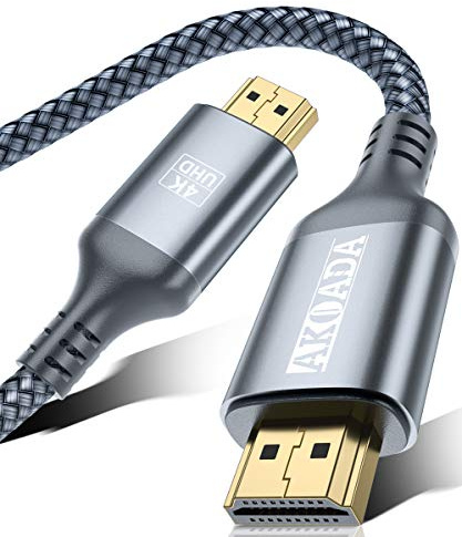 AkoaDa Câble HDMI 4K Câble HDMI 2.0 haut débit 4K@60 Hz 18Gbps Connecteurs plaqués or avec canal de retour Ethernet/audio, compatible avec vidéo 4K UHD 2160p, HD 1080p, 3D Xbox PS3/4 (Gris, 15m)