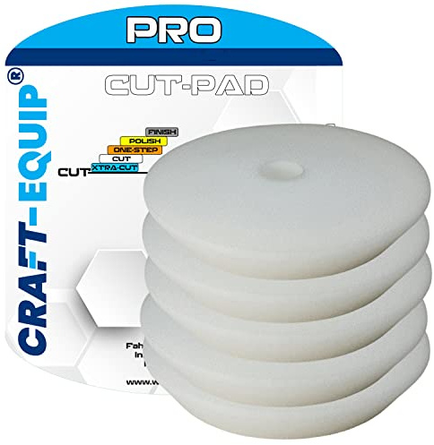 5er Sparpack Craft-Equip PRO Polierschwamm Polierpad mit Klettverschluss Made IN EU (5er Sparpack 80mm DA Polierschwamm Cut Weiss)