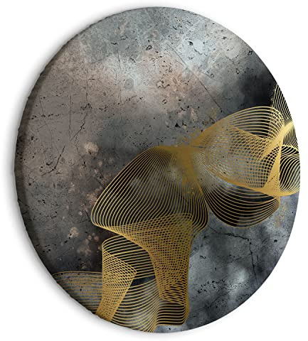 murando - Leinwandbild Farbflecken blau Gold, 40x40 cm, 1-teilig, modern | Hochwertige Leinwand, sofort aufhängbar, ideal fürs Wohn- oder Schlafzimmer, wasserfest und lichtecht, langlebig, stilvoll
