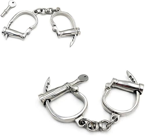 ROLOL Metall Fesseln Edelstahl handschellen Restraint Fußschloss Erwachsene Fußfesseln SM Cosplay für Männer und Frauen -Handschellen