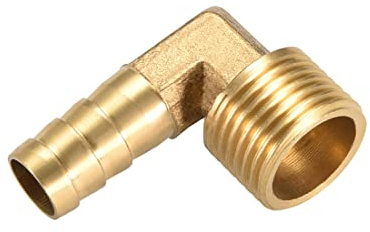 M METERXITY Latón Manguera Espiga Conexiones - 90 Grado Codo Latón 12mm Espiga Reductor Aplicar Agua Combustible (1/2 PT Macho Tubería)