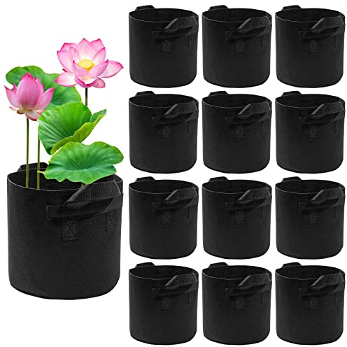 FFNIU 12Pack Lily Plant Pots for Pond, Aquatic Pond Planter for Pond, Durabl Breathe Reusable Fabric Plant Pots for Aquatic Plants, Potato, Carrot, Onion, Flower