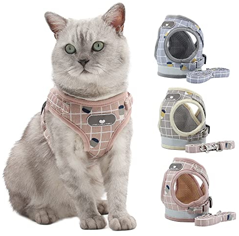 Katzengeschirr, ausbruchsicheres kleines Hundegeschirr und Leine, Set – verstellbar, reflektierend – kein Ziehen Welpenweste Jacke für Jungen und Mädchen, Haustier Hunde und Katzen (XS, Rosa)