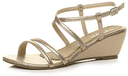 AJVANI wedge heel strappy slingback buckle holiday sandals size 4 37