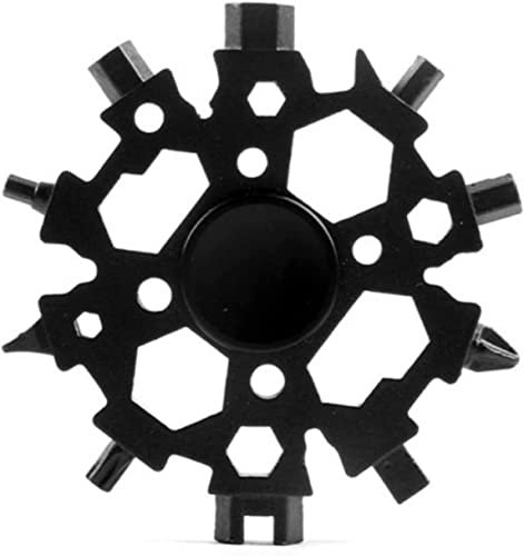 18-in-1 Snowflake Multi Tool,Incredible Tool,Snowflake Multitool 23-in-1 Snowflake Snow Wrench Tool Card Spanner Hex Wrench Multifunction Camping Outdoor Tools Bottle Opener Screwdriver (Color : Black
