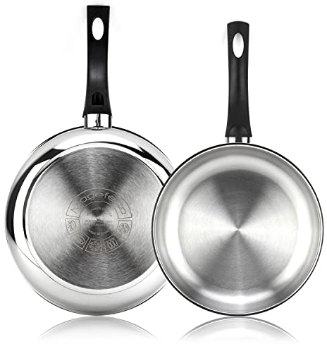 Magefesa Essencial Inox - Set Padelle Argentate 20 + 26cm, Acciaio Inossidabile, Senza Rivestimento Né Antiaderente, Ecologiche, Induzione