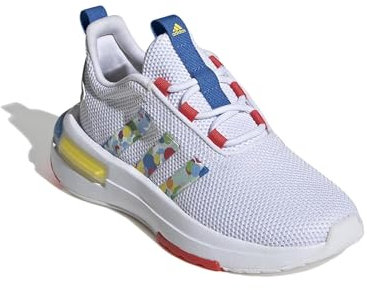adidas Tenis Racer Tr23 El (bebé/bebé) para niño, Blanco/rojo brillante/azul rey brillante, 5.5 US Big Kid