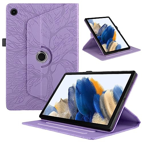 Funda para Samsung Galaxy Tab A8 2021/2022 10.5 Pulgadas (SM-X200/SM-X205) Cover PU Leather Ángulos Ajustables Tablet FILP Case con Rotación de 360 Grados Carcasa y Función Soporte, Morado