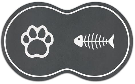 Lurowo Napfunterlage Katzen 60x36 cm, rutschfeste Unterlage Katzennapf, Saugfähigkeit Futtermatte Katze, wasserdicht Katzennapf Unterlage, Unterlagematte für Katzennapf