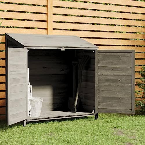 GuyAna Cobertizo de jardín Madera Abeto Maciza Antracita 102x52x112 cm Casa Prefabricada Armario Escobero Exterior