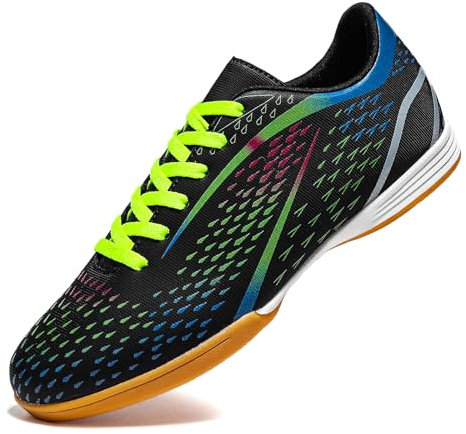 WESHIRUN Indoor-Fußballschuhe für Herren, Futsal-Schuhe für Damen, Jugendliche, professioneller athletischer Fußballschuh, Schwarz, 11.5 Women/10 Men
