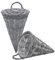 Fioriera da parete, 41 x 24 cm, stile shabby grigio, set da 2 pezzi, in rattan, per interni ed esterni, decorazione da giardino, cesto di vimini, vaso da fiori a piramide con pellicola da appendere