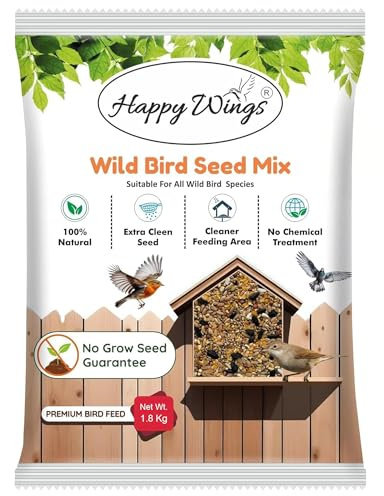 Happy Wings NO GROW Seed Mix Bird Food for Wild Birds - Highly Nutritious Bird Feed - (1.8 Kg)