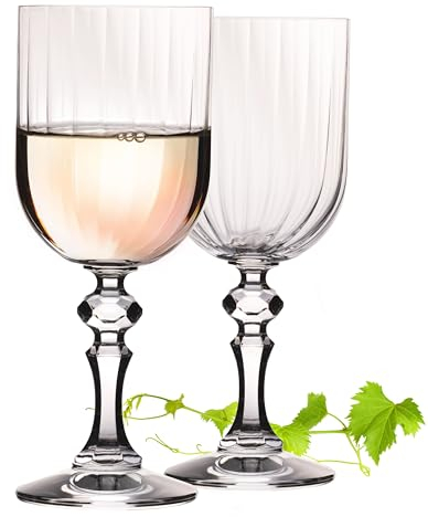 IMPERIAL geriffelte Weingläser 320ml 'Prag' Set 2-Teilig Weißweingläser aus Crystalline Glas Spülmaschinenfest Vintage