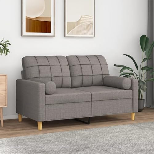 ZEYUAN 2-Sitzer-Sofa mit Zierkissen Taupe 120 cm Stoff, Sofas & Couches, Sofa Wohnzimmer, Sofa Für Jugendzimmer, Relaxsofa, Sofa Für Schlafzimmer, Polstersofa 3200781