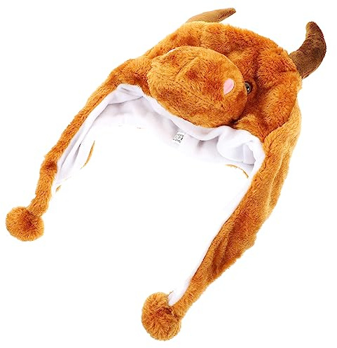 CIYODO Plüsch Kuh Ohren Mütze Lustiger Tierhut Mit Beweglichen Ohren Party Kostüm Kinder Erwachsene Cosplay Zubehör Für Karneval Fotorequisite
