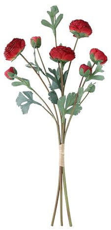 belupai Künstliche Ranunkeln mit Langem Stiel, 55,9 cm Seiden-Pfingstrosen-Blumenstiel, Persische Butterblume, Künstliche Blumen, Mini-Seidensträuße für Heimdekoration, (weinrote