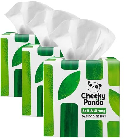 The Cheeky Panda Kosmetiktücher Box (56 Kosmetiktücher) – 3-lagig Taschentücher aus nachhaltigem Bambus hergestellt (Packung mit 3)